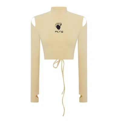Pcfg Neutrals / Green Women Long Sleeve Crop Top - Chino Green