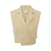 Pcfg Neutrals Women Woven Crop Vest - Chino Green In Green