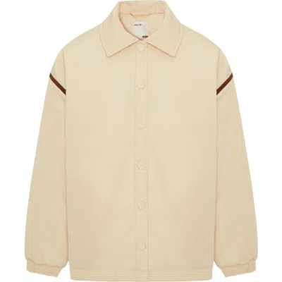 Pcfg Oversized Contrast Tape Puffer Coat In Brown