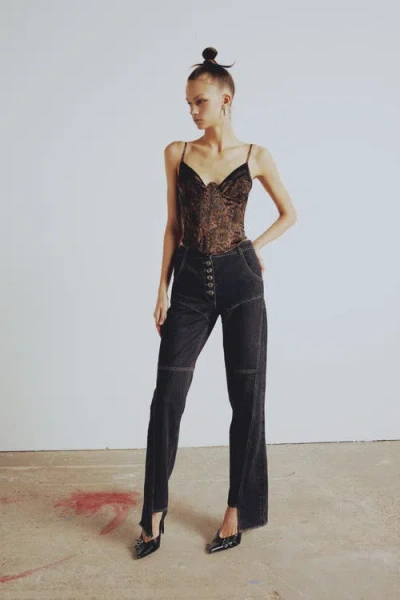 Pcfg Pure Silk Your *itch Kangaroo Corset Top In Brown