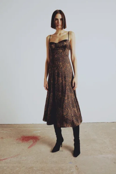 Pcfg Women's Black / Brown Your Itch Silk Dress - Leopard