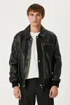 Pcfg Store Bomber Leather Jacket - Black In Black