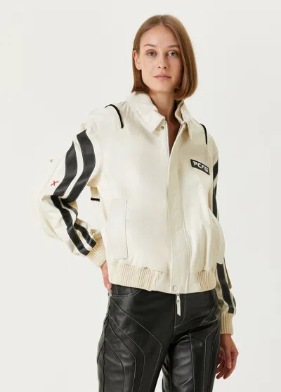 Pcfg Store Boomerang Biker Leather Jacket In White