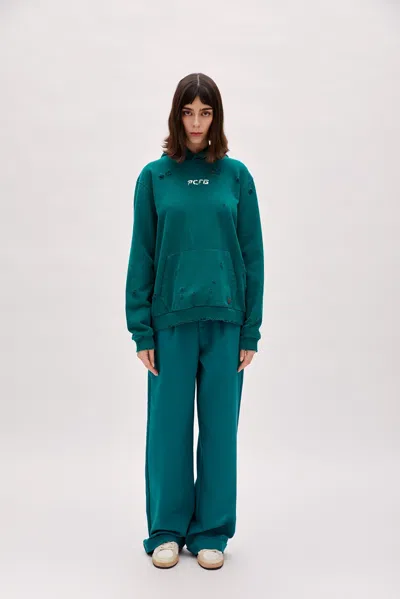 Pcfg Store Cotton Destroyed Hoodie - Aventurine In Green