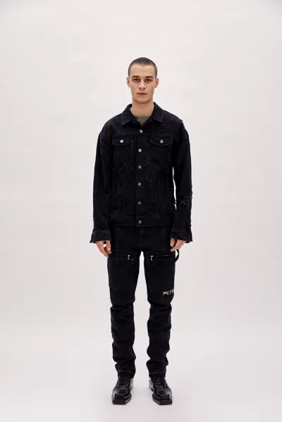 Pcfg Store Cotton Distressed Denim Jacket - Black