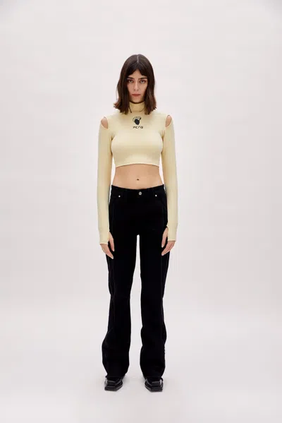 Pcfg Store Cotton Long Sleeve Crop Top - Chino Green In Multi