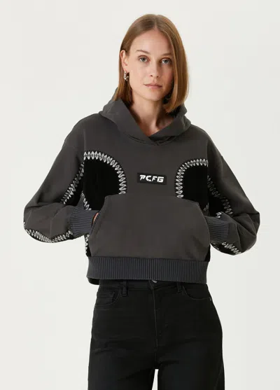 Pcfg Store Cotton Panelled Hoodie In Gray