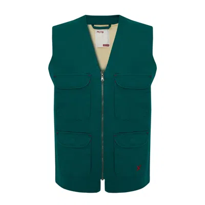 Pcfg Store Cotton Woven Track Vest In Green