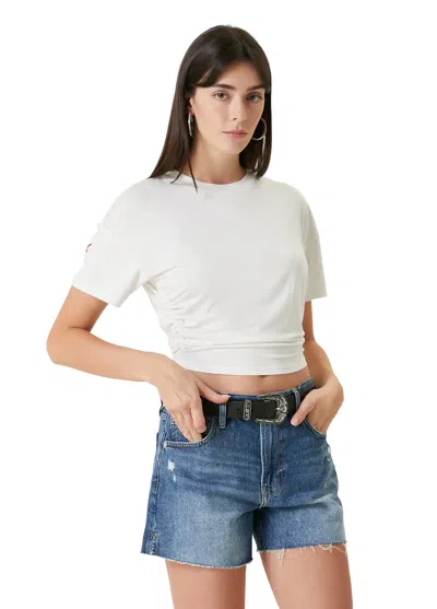 Pcfg Store Free Heaven Crop Draped Tshirt - Blanc De Blanc In White