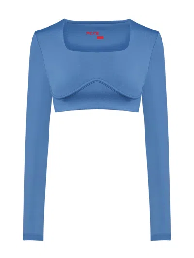 Pcfg Store Free Heaven Long Sleeve Crop Top In Blue