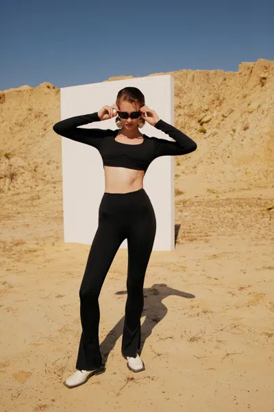 Pcfg Store Free Heaven Long Sleeve Crop Top - Jet Black