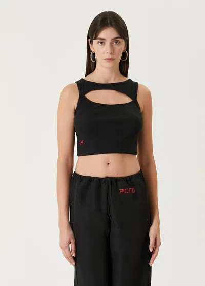 Pcfg Store Free Heaven Rib Crop Tank Top - Jet Black In Multi