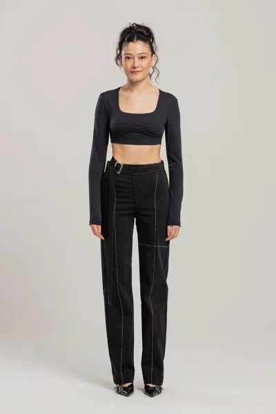 Pcfg Store Free Heaven Stitch Detail Pant In Black