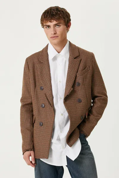 Pcfg Store Wool & Cashmere Blend Double Breasted Blazer In Brown