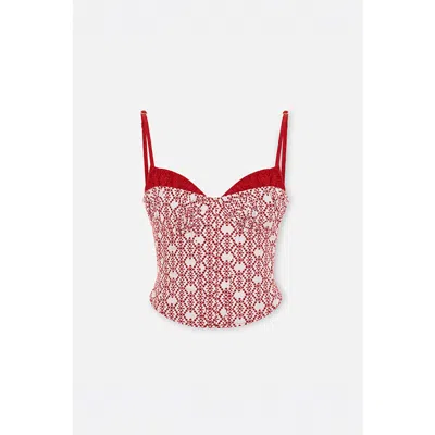 Pcfg The Broderie Anglaise Edit Embroidered Bodice Corset Top In Multi