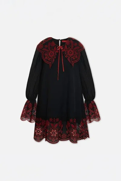 Pcfg The Broderie Anglaise Edit Embroidered Detail Mini Dress In Black