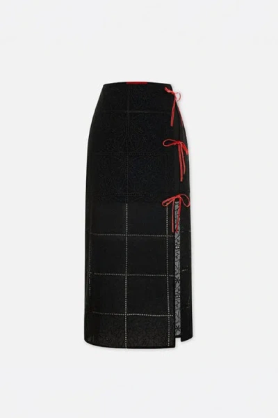 Pcfg The Broderie Anglaise Edit Embroidered Slit Maxi Skirt In Black