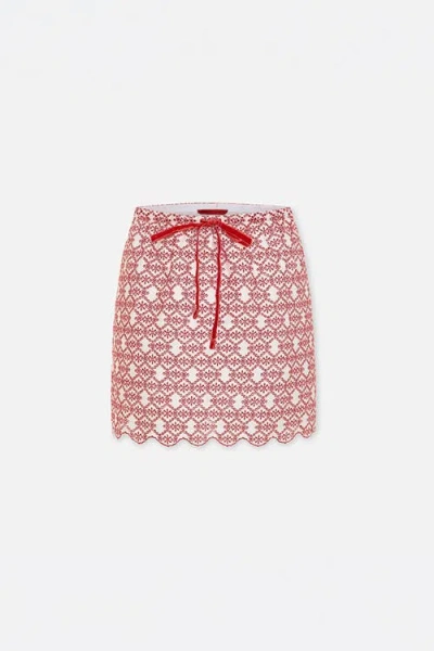 Pcfg The Broderie Anglaise Edit Mini Skirt With Embroidery In Pink