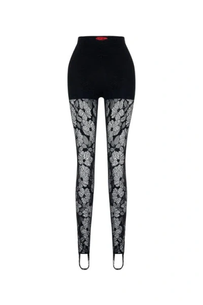 Pcfg The Party Edit Lace Leggings With Built In Ribbed Shorts In Black