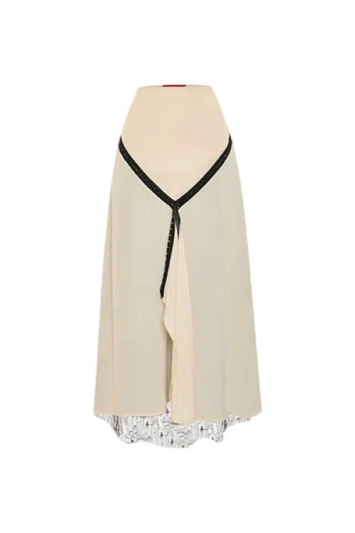 Pcfg The Party Edit Slit Lace Panel Maxi Skirt In Multi