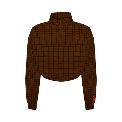 Pcfg Women's Black / Brown Parachute Crop Sweat - Brown In Black/brown