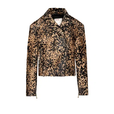 PCFG WOMEN'S BLACK / BROWN YOUR ITCH KANGAROO LEATHER JACKET - LEOPARD