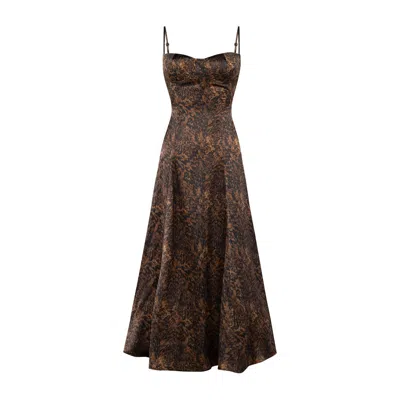 Pcfg Women's Black / Brown Your Itch Silk Dress - Leopard