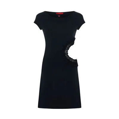 Pcfg Women's Black Daydreamers Short Sleeve Lace Detail Mini Dress In Multi