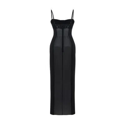 Pcfg Women's Black Daydreamers Strappy Dress With Tulle Detail In Blue