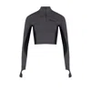 Pcfg Women's Black / Grey Your Itch High Neck Active Top - Asphalt In Gray