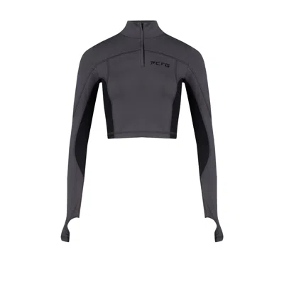 Pcfg Women's Black / Grey Your Itch High Neck Active Top - Asphalt In Gray