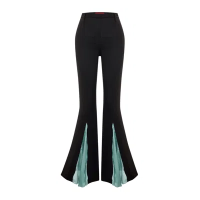 Pcfg Women's Black The Party Edit Contrast Chiffon Detail Pants
