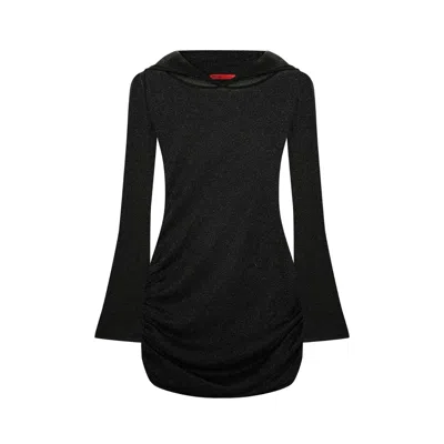 Pcfg Women's Black The Solar Reflections Hooded Sheer Draped Beach Dress