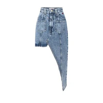 Pcfg Women's Blue Free Heaven Cut Out Denim Skirt - Asymmetric