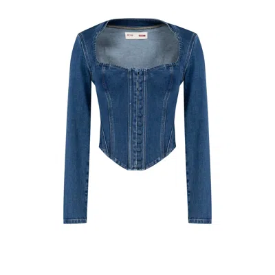 PCFG WOMEN'S BLUE YOUR ITCH CORSET DENIM CORSET TOP