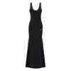 Pcfg Women's Cotton Long Fitted Black Dress With Straps In Black