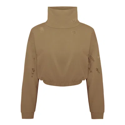 Pcfg Women Destroyed High Neck Sweat - Covert Green