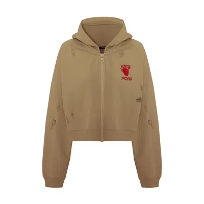 Pcfg Women Destroyed Zip Up Hoodie - Covert Green