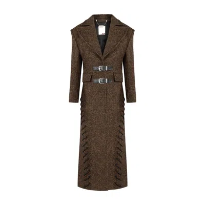 Pcfg Women's Green / Brown Your Itch Cashmere Blend Long Overcoat - Brown