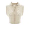 Pcfg Women's Neutrals / Brown Cropped Ripped Knit Top - Fog In Brown