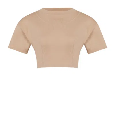 Pcfg Women's Neutrals / Brown Free Heaven Crop Tshirt - Warm Taupe