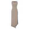 Pcfg Women's Neutrals Cotton Long Dress With Slit Detail