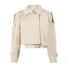 PCFG WOMEN'S NEUTRALS FREE HEAVEN CROPPED TRENCHCOAT - FOG