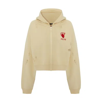 Pcfg Women's Neutrals / Green Destroyed Zip Up Hoodie - Chino Green