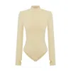 Pcfg Women's Neutrals / Green High Neck Bodysuit - Chino Green In Green