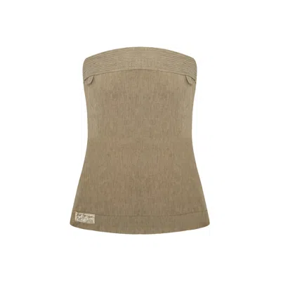 Pcfg Women's Neutrals Linen Blend Strap Top - Moon Rock