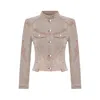 Pcfg Women's Neutrals Pure Cotton Faded Motorcycle Denim Jacket - Moon Rock