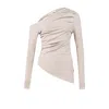 Pcfg Your *itch Draped Long Sleeve Top In Neutral