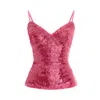 Pcfg Women's Pink Sequin Strap Top In Pink