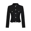 Pcfg Pure Cotton Shiny Coated Women Denim Jacket In Black